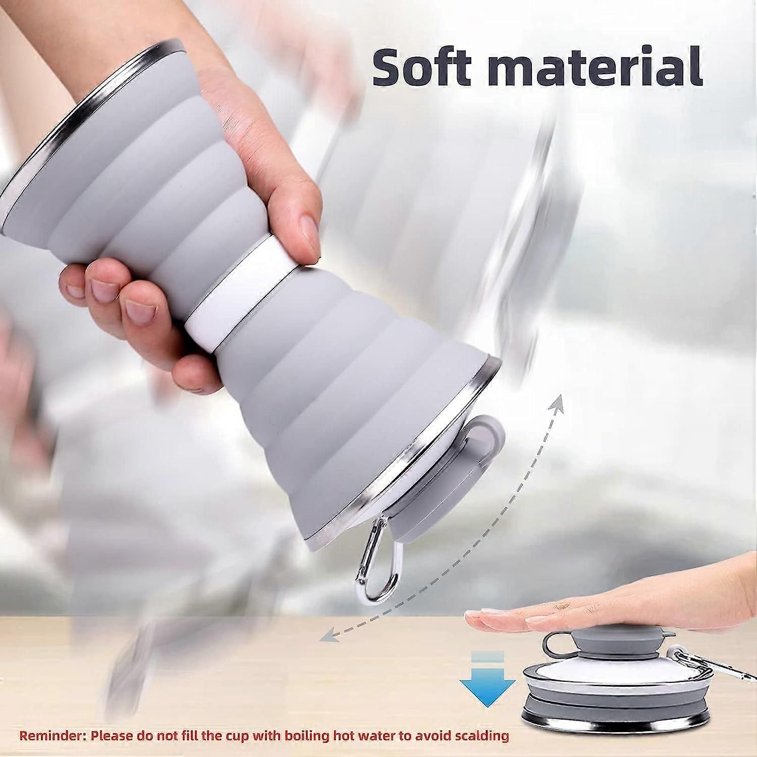 Collapsible Water Bottle, 500ml Sport Water Bottle, Foldable Water Bottles For Travel Gym Camping Hiking - Pure Black