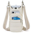 Insulated Water Bottle Holder with Strap Crossbody Carrier Bag with Phone Pocket for Hiking - Beige