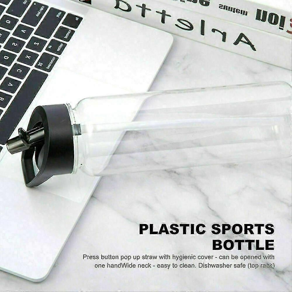 Sports Water Bottle with Straw Flip Lid Hygienic Cover Wide Neck Reusable Drinking Bottle for Running Gym Fitness Cycling Outdoor - White