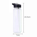 Sports Water Bottle with Straw Flip Lid Hygienic Cover Wide Neck Reusable Drinking Bottle for Running Gym Fitness Cycling Outdoor - Black