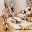 Cordless Vacuum Cleaner, 55Kpa/55Mins Vacuum Cleaners for Home. Self-Standing Stick Vacuum with Rechargeable Dock，LED Display & Anti-Tangle，Lightweight Rechargeable Vacuum for Carpet，Floor