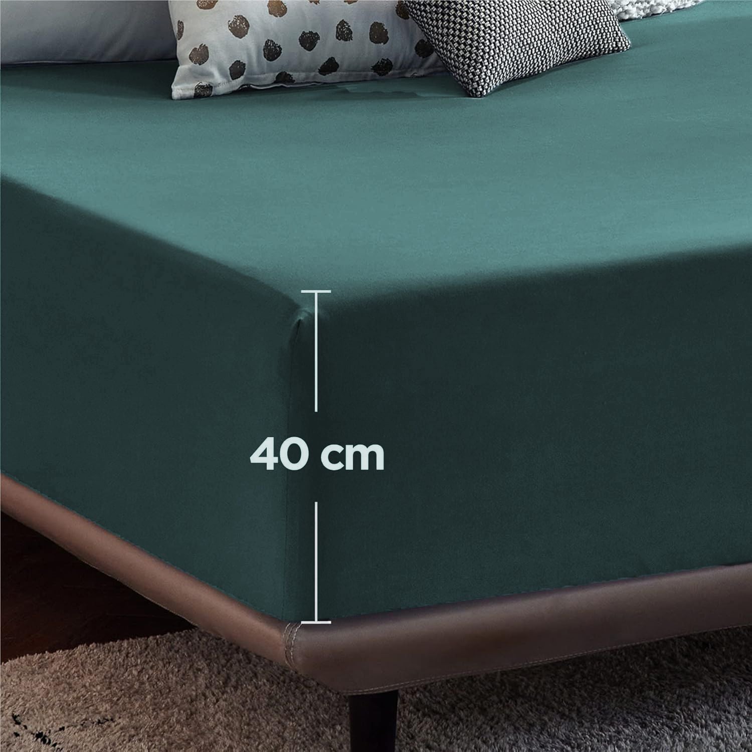 2000TC Hotel Quality Fitted Sheets - 2 Piece Fitted Sheets  -Breathable Bedding - Wrinkle, Fade, Stain Resistant- 16inch/40cm Deep Pocket Fitted Bed Sheets-Wrinkle and Fade Resistant,(Biscay blue,Double)