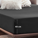 2000TC Hotel Quality Fitted Sheets - 2 Piece Fitted Sheets  -Breathable Bedding - Wrinkle, Fade, Stain Resistant- 16inch/40cm Deep Pocket Fitted Bed Sheets-Wrinkle and Fade Resistant,(Black,Queen)