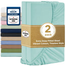 2000TC Hotel Quality Fitted Sheets - 2 Piece Fitted Sheets  -Breathable Bedding - Wrinkle, Fade, Stain Resistant- 16inch/40cm Deep Pocket Fitted Bed Sheets-Wrinkle and Fade Resistant,(Ice blue,Single)