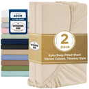 2000TC Hotel Quality Fitted Sheets - 2 Piece Fitted Sheets  -Breathable Bedding - Wrinkle, Fade, Stain Resistant- 16inch/40cm Deep Pocket Fitted Bed Sheets-Wrinkle and Fade Resistant,(Cream White,Single)