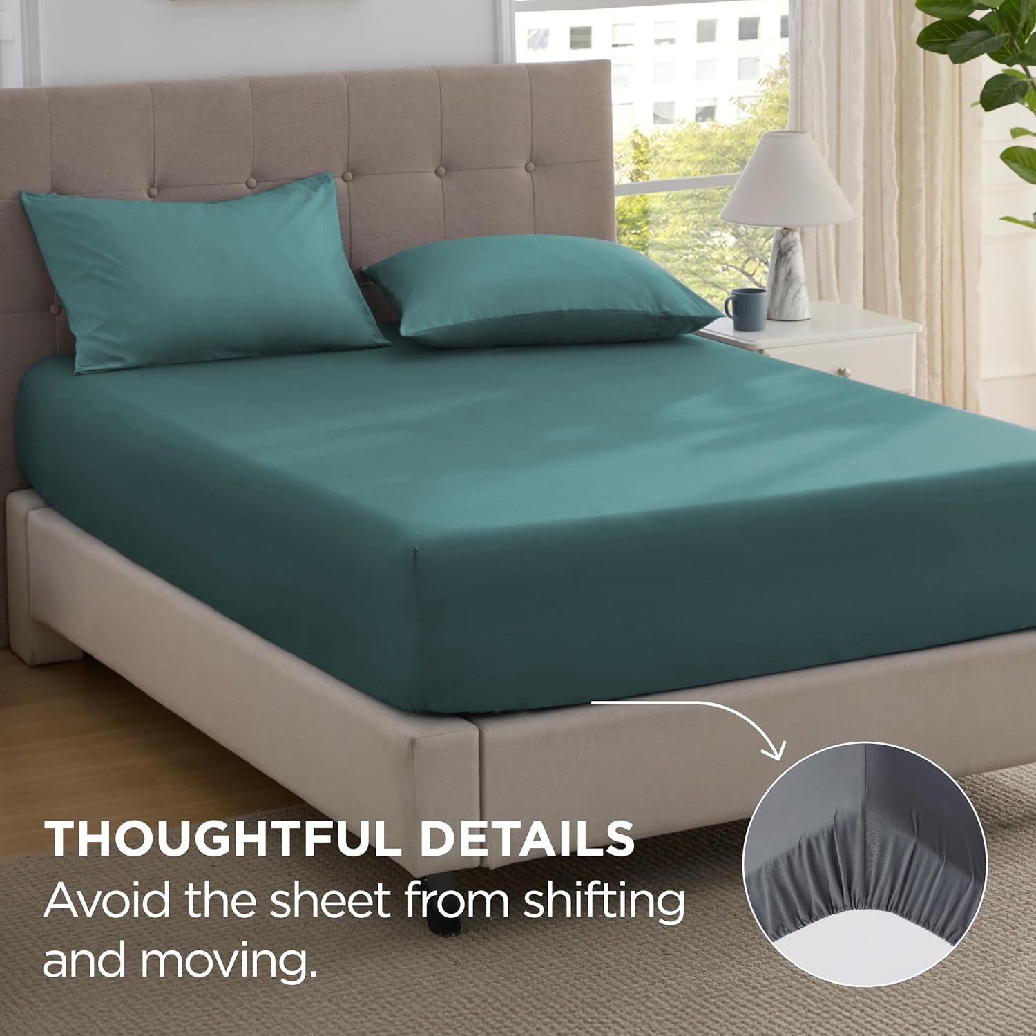 2000TC Hotel Quality Fitted Sheets - 2 Piece Fitted Sheets  -Breathable Bedding - Wrinkle, Fade, Stain Resistant- 16inch/40cm Deep Pocket Fitted Bed Sheets-Wrinkle and Fade Resistant,(Biscay blue,Super King)