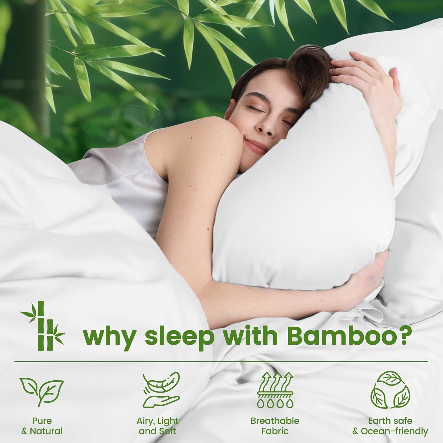 4 Piece Ultra Soft Bamboo Breathable Sheet Set -Hotel 2000TC Breathable Bed Sheets Set with 37 Centimetre Deep Pocket-Breathable Sheets for Hot Sleepers(White,King)