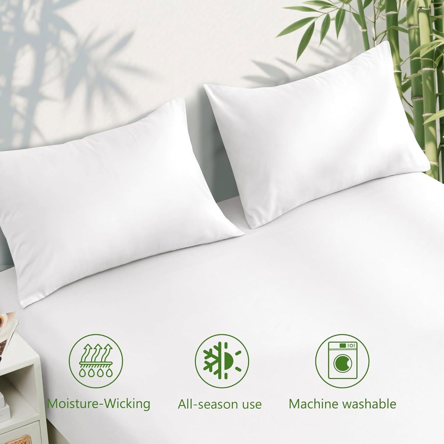 4 Piece Ultra Soft Bamboo Breathable Sheet Set -Hotel 2000TC Breathable Bed Sheets Set with 37 Centimetre Deep Pocket-Breathable Sheets for Hot Sleepers(White,King)