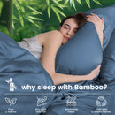 Hotel Breathable Bamboo Fitted Sheet & Pillowcase-2 Piece-Ultra Soft 2000TC Breathable Fitted Bed Sheets Set with 37 Centimetre Deep Pocket-Cooling Sheets for Hot Sleepers(Navy,King Single)