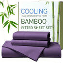 Hotel Breathable Bamboo Fitted Sheet & Pillowcase-2 Piece-Ultra Soft 2000TC Breathable Fitted Bed Sheets Set with 37 Centimetre Deep Pocket-Cooling Sheets for Hot Sleepers(Purple,King Single)