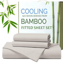 Hotel Breathable Bamboo Fitted Sheet & Pillowcase-2 Piece-Ultra Soft 2000TC Breathable Fitted Bed Sheets Set with 37 Centimetre Deep Pocket-Cooling Sheets for Hot Sleepers(Silver-gray,King Single)