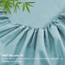 Hotel Breathable Bamboo Fitted Sheet & Pillowcase-2 Piece-Ultra Soft 2000TC Breathable Fitted Bed Sheets Set with 37 Centimetre Deep Pocket-Cooling Sheets for Hot Sleepers(Sky Blue,King Single)