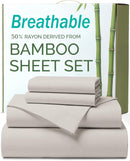 3 Piece Ultra Soft Bamboo Breathable Sheet Set -Hotel 2000TC Breathable Bed Sheets Set with 37 Centimetre Deep Pocket-Breathable Sheets for Hot Sleepers(Silver-gray,King Single)