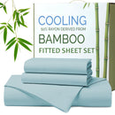 Hotel Breathable Bamboo Fitted Sheet & Pillowcase-3 Piece-Ultra Soft 2000TC Breathable Fitted Bed Sheets Set with 37 Centimetre Deep Pocket-Cooling Sheets for Hot Sleepers(Sky Blue,Queen)