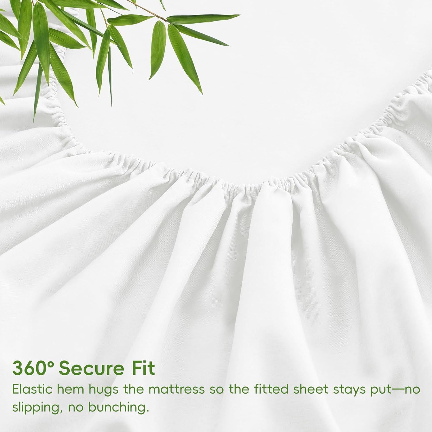 4 Piece Ultra Soft Bamboo Breathable Sheet Set -Hotel 2000TC Breathable Bed Sheets Set with 37 Centimetre Deep Pocket-Breathable Sheets for Hot Sleepers(White,Queen)