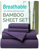 3 Piece Ultra Soft Bamboo Breathable Sheet Set -Hotel 2000TC Breathable Bed Sheets Set with 37 Centimetre Deep Pocket-Breathable Sheets for Hot Sleepers(Purple,Single)