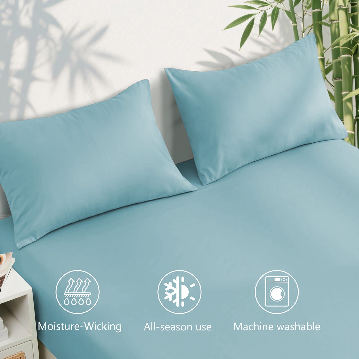 3 Piece Ultra Soft Bamboo Breathable Sheet Set -Hotel 2000TC Breathable Bed Sheets Set with 37 Centimetre Deep Pocket-Breathable Sheets for Hot Sleepers(Sky Blue,Single)