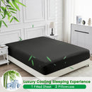 Hotel Breathable Bamboo Fitted Sheet & Pillowcase-3 Piece-Ultra Soft 2000TC Breathable Fitted Bed Sheets Set with 40 Centimetre Deep Pocket-Cooling Sheets for Hot Sleepers(Black,Super King)