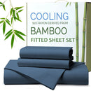 Hotel Breathable Bamboo Fitted Sheet & Pillowcase-3 Piece-Ultra Soft 2000TC Breathable Fitted Bed Sheets Set with 40 Centimetre Deep Pocket-Cooling Sheets for Hot Sleepers(Navy,Super King)