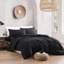 Hotel Soft Microfiber Duvet Cover Set-2000TC Quilt Cover Set & Pillowcases -1 Donna Cover Zipper Closure & 1 x Pillowcases-Breathable Bedding - Wrinkle, Fade, Stain Resistant(Black,Double)