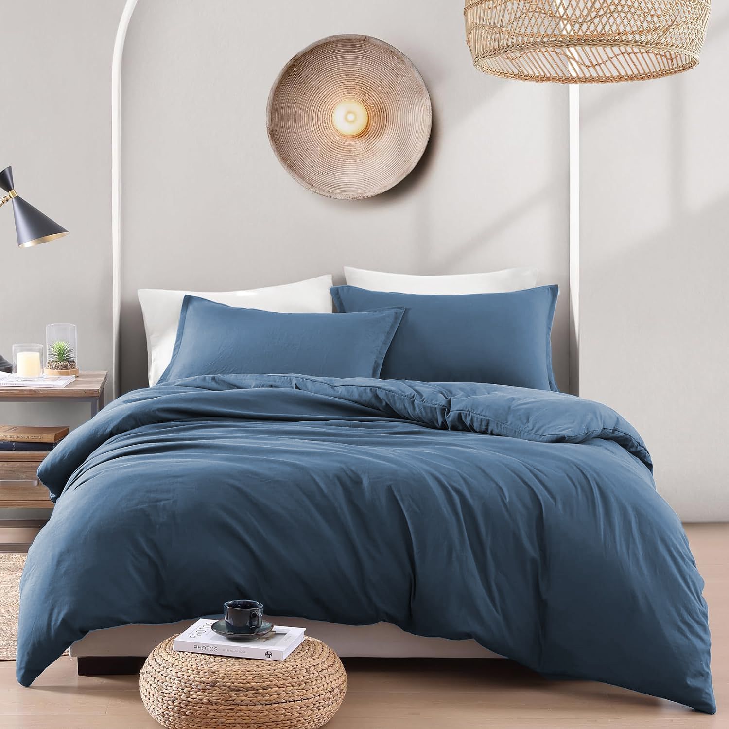 Hotel Soft Microfiber Duvet Cover Set-2000TC Quilt Cover Set & Pillowcases -1 Donna Cover Zipper Closure & 1 x Pillowcases-Breathable Bedding - Wrinkle, Fade, Stain Resistant(Ocean,Double)