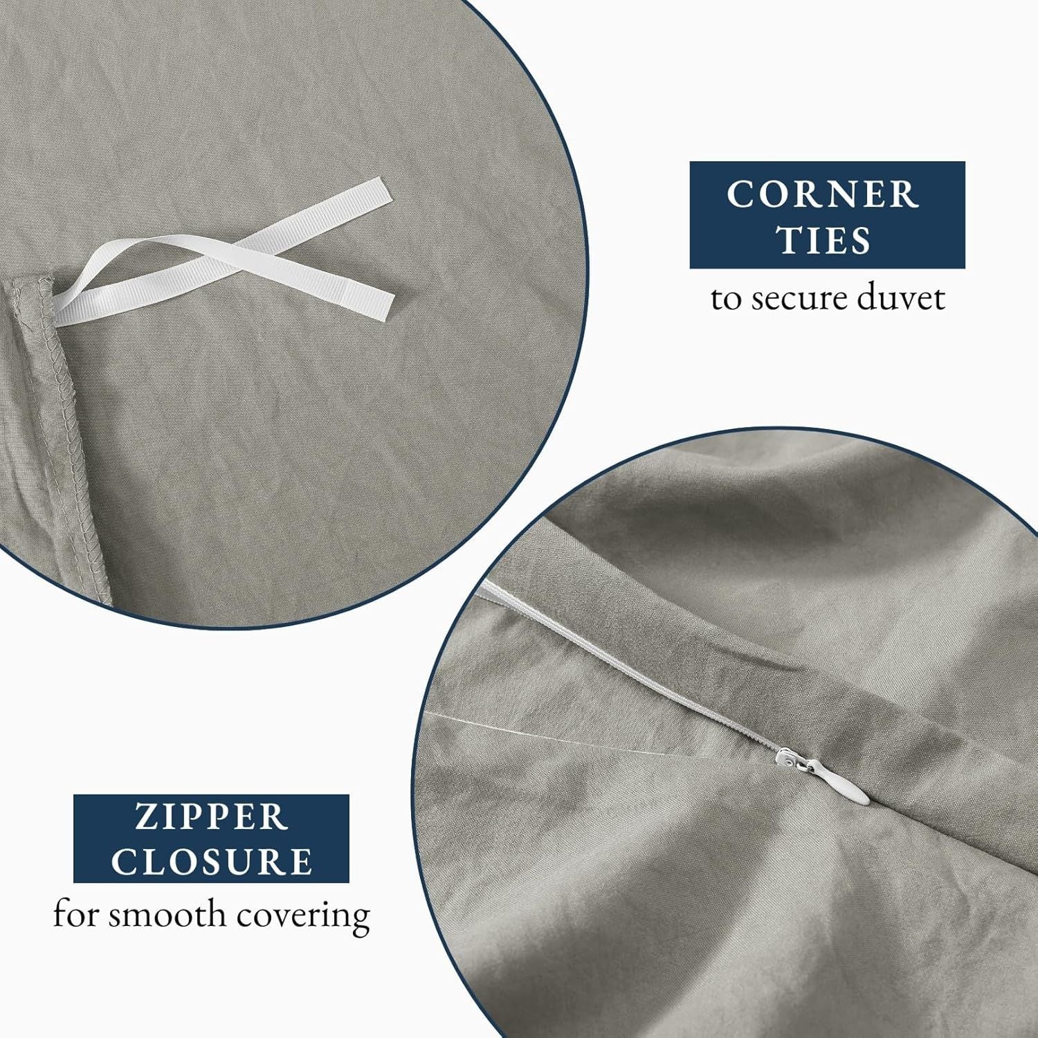 Hotel Soft Microfiber Duvet Cover Set-2000TC Quilt Cover Set & Pillowcases -1 Donna Cover Zipper Closure & 1 x Pillowcases-Breathable Bedding - Wrinkle, Fade, Stain Resistant(Grey,Double)