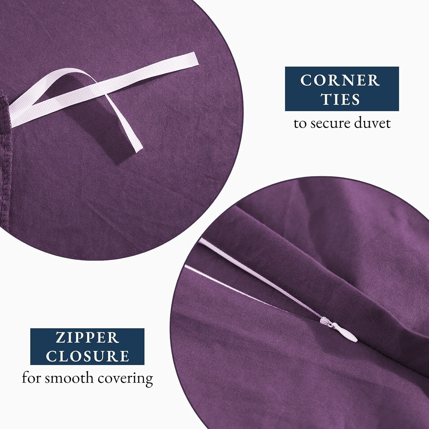 Hotel Soft Microfiber Duvet Cover Set-2000TC Quilt Cover Set & Pillowcases -1 Donna Cover Zipper Closure & 1 x Pillowcases-Breathable Bedding - Wrinkle, Fade, Stain Resistant(Purple,Double)