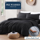Hotel Soft Microfiber Duvet Cover Set-2000TC Quilt Cover Set & Pillowcases -1 Donna Cover Zipper Closure & 1 x Pillowcases-Breathable Bedding - Wrinkle, Fade, Stain Resistant(Black,King)