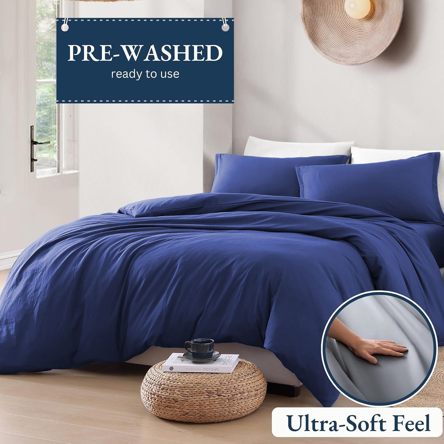 Hotel Soft Microfiber Duvet Cover Set-2000TC Quilt Cover Set & Pillowcases -1 Donna Cover Zipper Closure & 1 x Pillowcases-Breathable Bedding - Wrinkle, Fade, Stain Resistant(Royal blue,King)