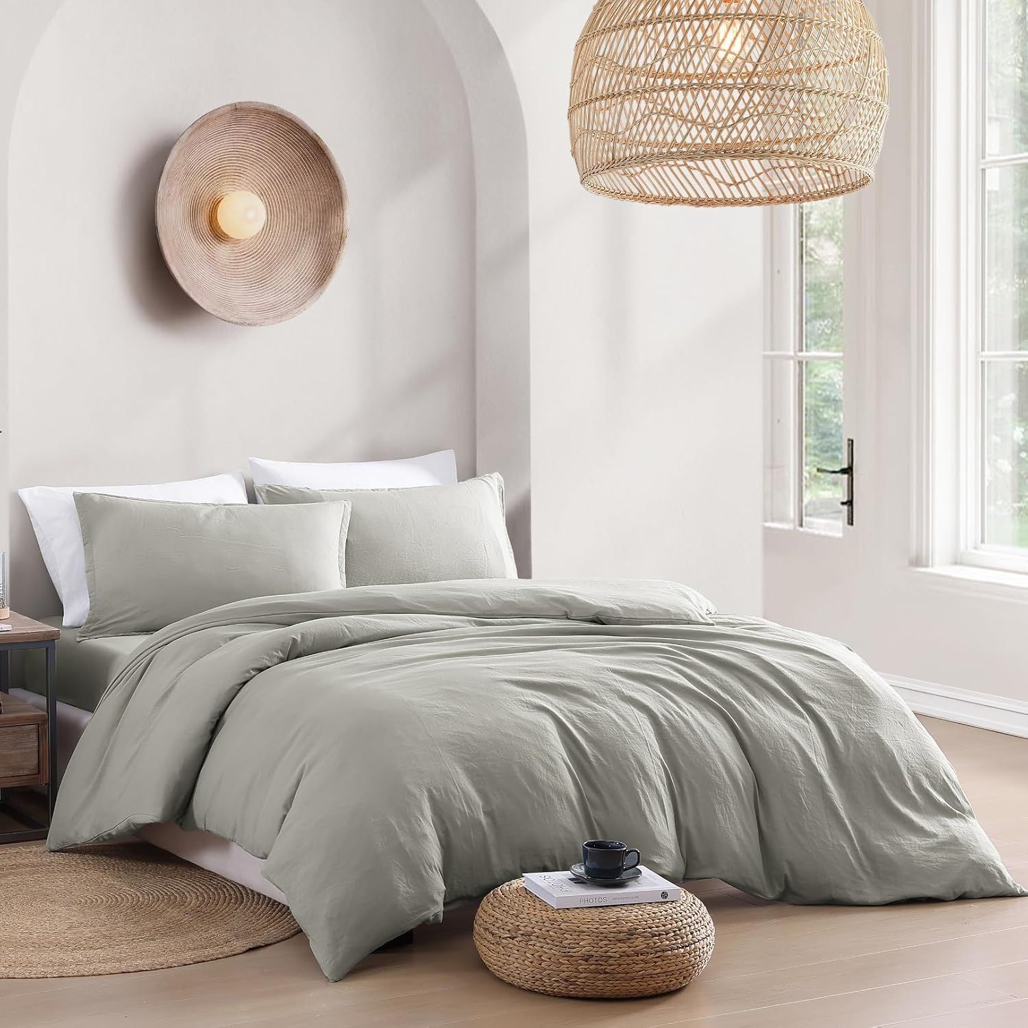 Hotel Soft Microfiber Duvet Cover Set-2000TC Quilt Cover Set & Pillowcases -1 Donna Cover Zipper Closure & 1 x Pillowcases-Breathable Bedding - Wrinkle, Fade, Stain Resistant(Grey,King)