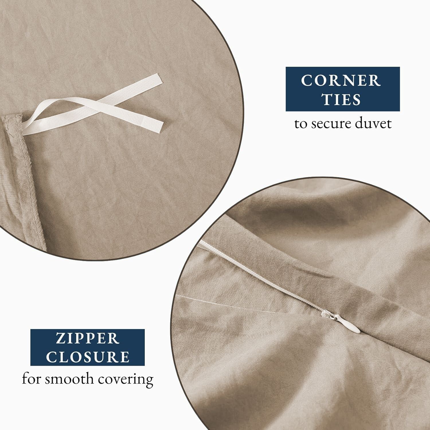 Hotel Soft Microfiber Duvet Cover Set-2000TC Quilt Cover Set & Pillowcases -1 Donna Cover Zipper Closure & 1 x Pillowcases-Breathable Bedding - Wrinkle, Fade, Stain Resistant(Camel Beige,King)