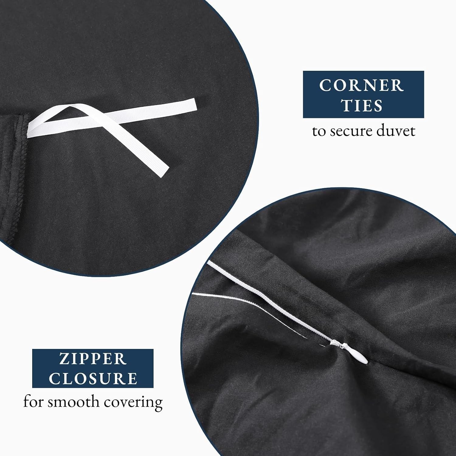 Hotel Soft Microfiber Duvet Cover Set-2000TC Quilt Cover Set & Pillowcases -1 Donna Cover Zipper Closure & 1 x Pillowcases-Breathable Bedding - Wrinkle, Fade, Stain Resistant(Black,King Single)
