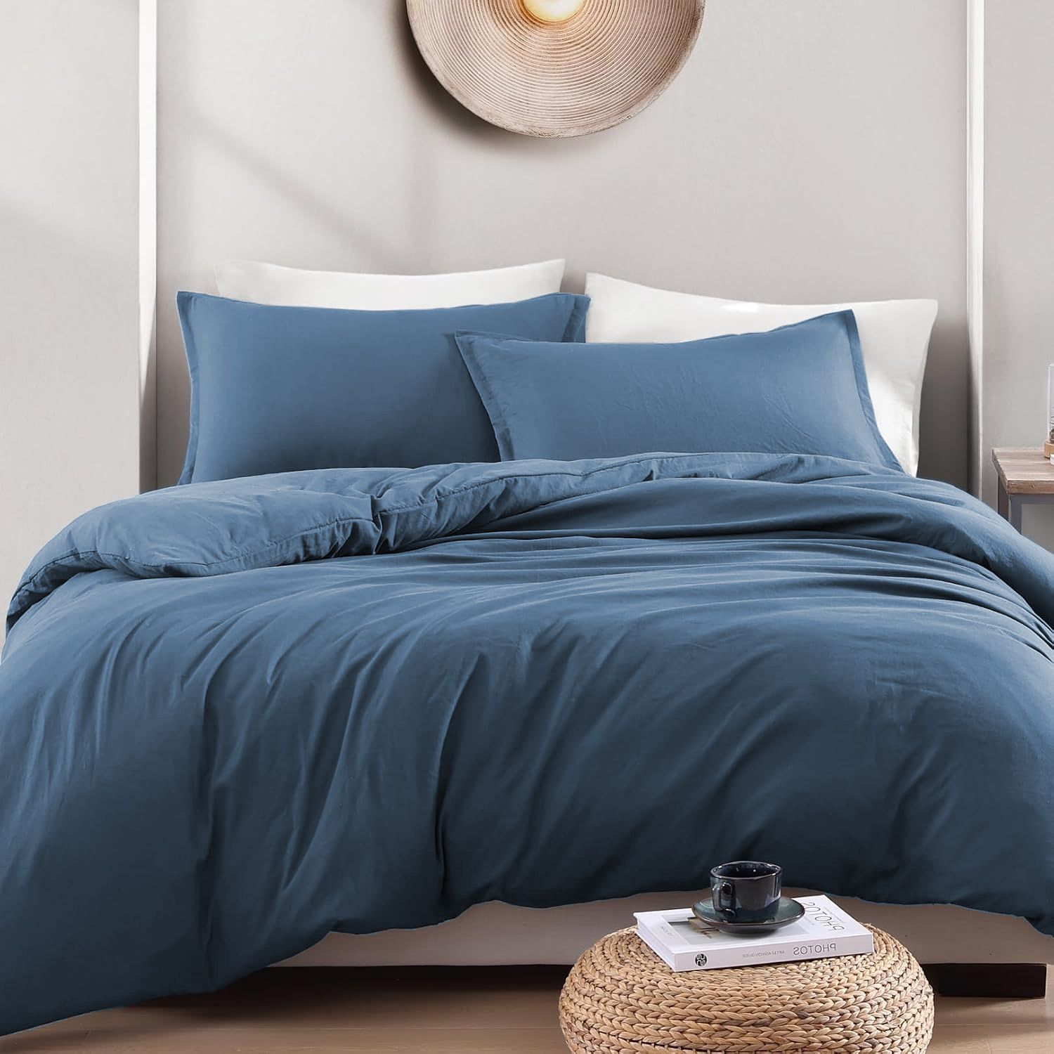 Hotel Soft Microfiber Duvet Cover Set-2000TC Quilt Cover Set & Pillowcases -1 Donna Cover Zipper Closure & 1 x Pillowcases-Breathable Bedding - Wrinkle, Fade, Stain Resistant(Ocean,King Single)