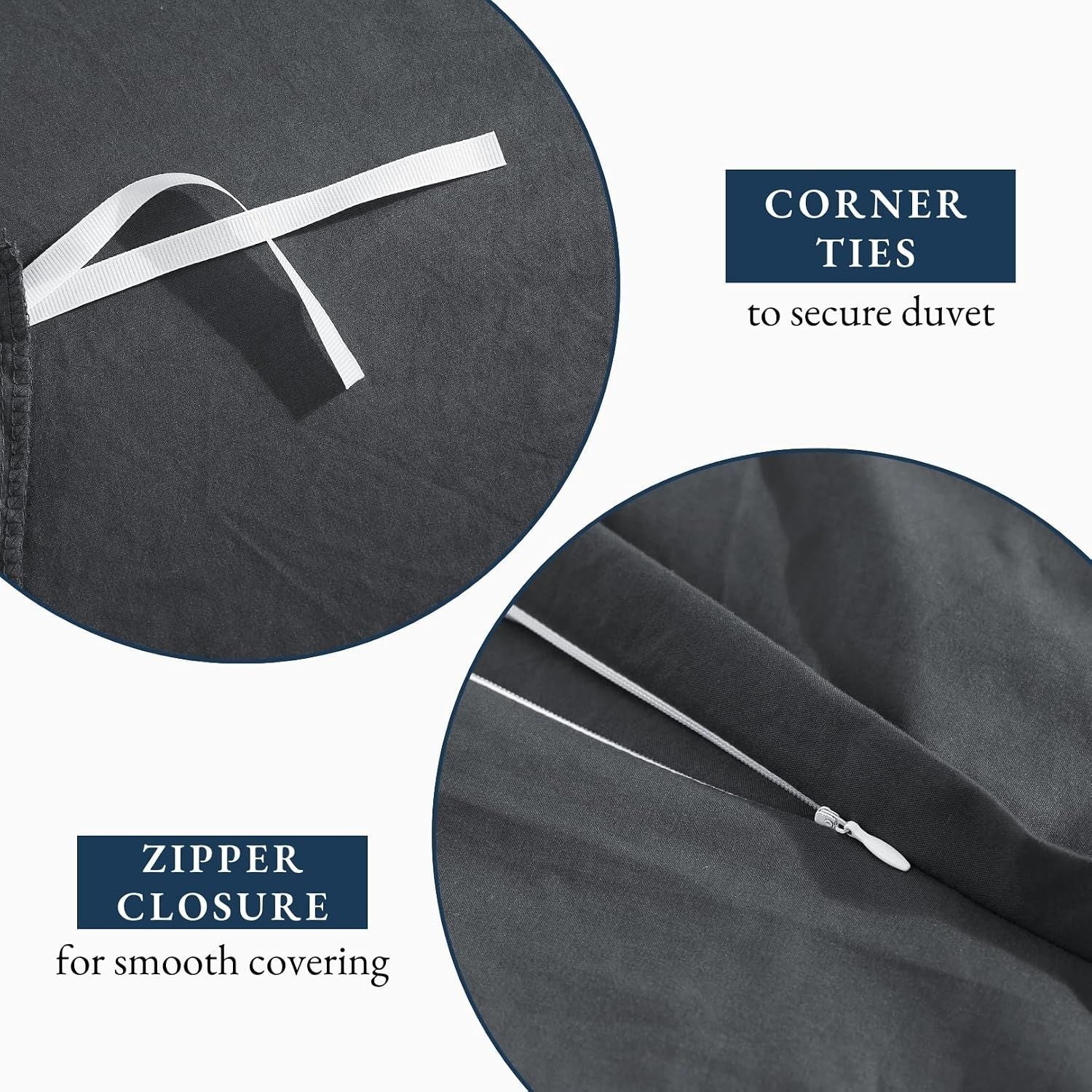 Hotel Soft Microfiber Duvet Cover Set-2000TC Quilt Cover Set & Pillowcases -1 Donna Cover Zipper Closure & 1 x Pillowcases-Breathable Bedding - Wrinkle, Fade, Stain Resistant(Dark gray,King Single)