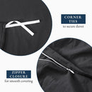 Hotel Soft Microfiber Duvet Cover Set-2000TC Quilt Cover Set & Pillowcases -1 Donna Cover Zipper Closure & 1 x Pillowcases-Breathable Bedding - Wrinkle, Fade, Stain Resistant(Black,Queen)