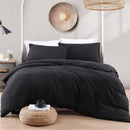 Hotel Soft Microfiber Duvet Cover Set-2000TC Quilt Cover Set & Pillowcases -1 Donna Cover Zipper Closure & 1 x Pillowcases-Breathable Bedding - Wrinkle, Fade, Stain Resistant(Black,Queen)