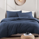 Hotel Soft Microfiber Duvet Cover Set-2000TC Quilt Cover Set & Pillowcases -1 Donna Cover Zipper Closure & 1 x Pillowcases-Breathable Bedding - Wrinkle, Fade, Stain Resistant(Navy,Queen)