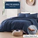 Hotel Soft Microfiber Duvet Cover Set-2000TC Quilt Cover Set & Pillowcases -1 Donna Cover Zipper Closure & 1 x Pillowcases-Breathable Bedding - Wrinkle, Fade, Stain Resistant(Navy,Queen)