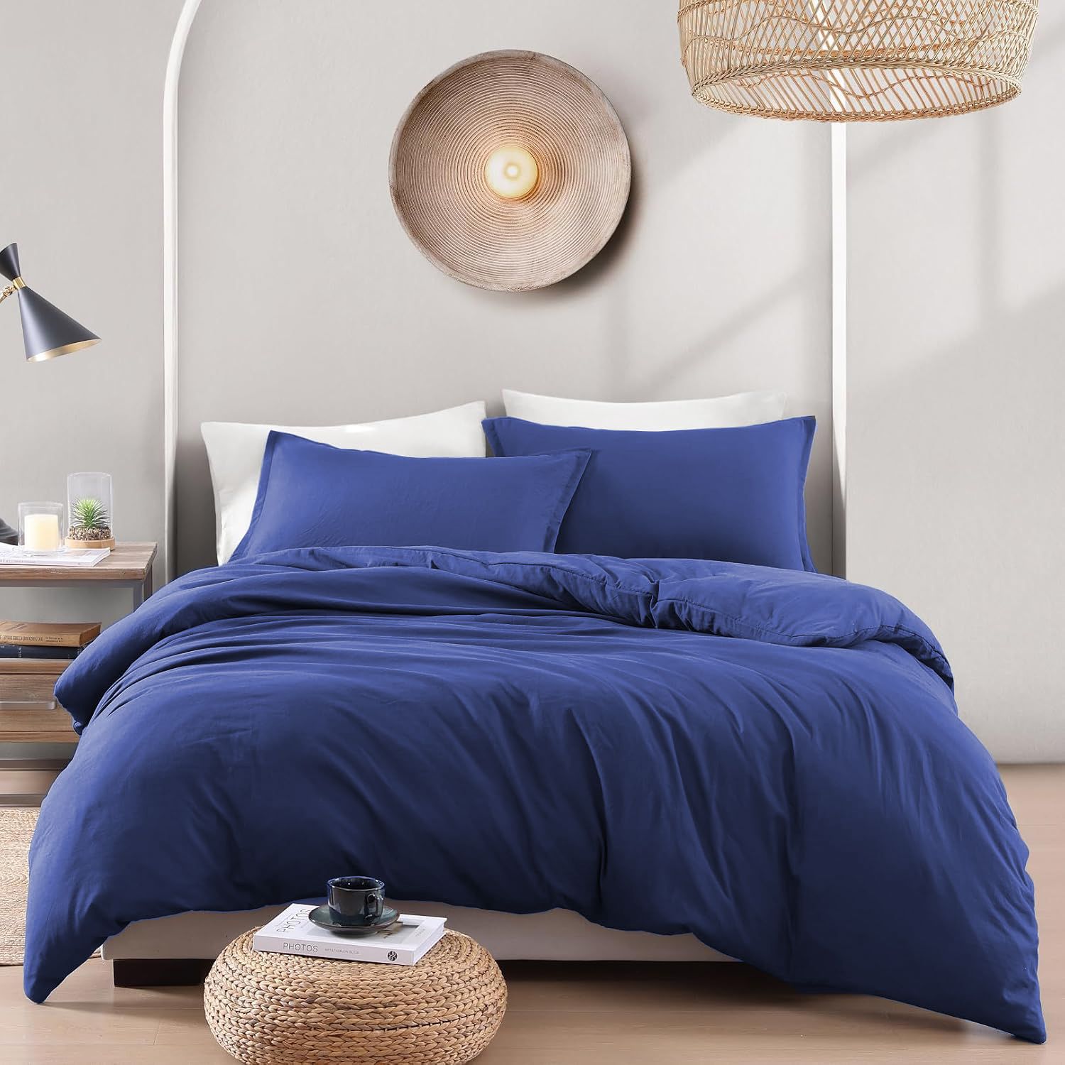 Hotel Soft Microfiber Duvet Cover Set-2000TC Quilt Cover Set & Pillowcases -1 Donna Cover Zipper Closure & 1 x Pillowcases-Breathable Bedding - Wrinkle, Fade, Stain Resistant(Royal blue,Single)