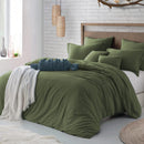 Hotel Soft Microfiber Duvet Cover Set-2000TC Quilt Cover Set & Pillowcases -1 Donna Cover Zipper Closure & 1 x Pillowcases-Breathable Bedding - Wrinkle, Fade, Stain Resistant(Olive green,Single)