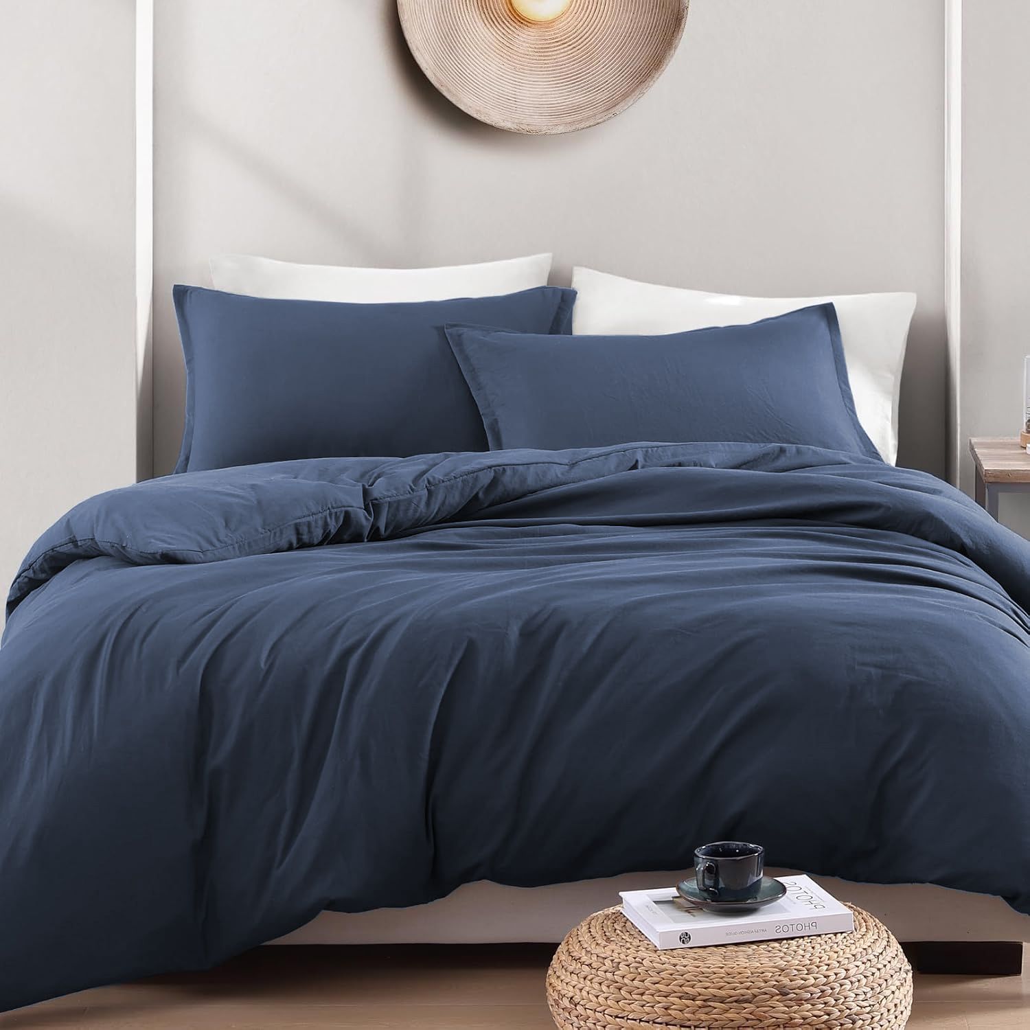 Hotel Soft Microfiber Duvet Cover Set-2000TC Quilt Cover Set & Pillowcases -1 Donna Cover Zipper Closure & 1 x Pillowcases-Breathable Bedding - Wrinkle, Fade, Stain Resistant(Navy,Single)