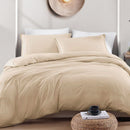 Hotel Soft Microfiber Duvet Cover Set-2000TC Quilt Cover Set & Pillowcases -1 Donna Cover Zipper Closure & 1 x Pillowcases-Breathable Bedding - Wrinkle, Fade, Stain Resistant(Camel Beige,Single)