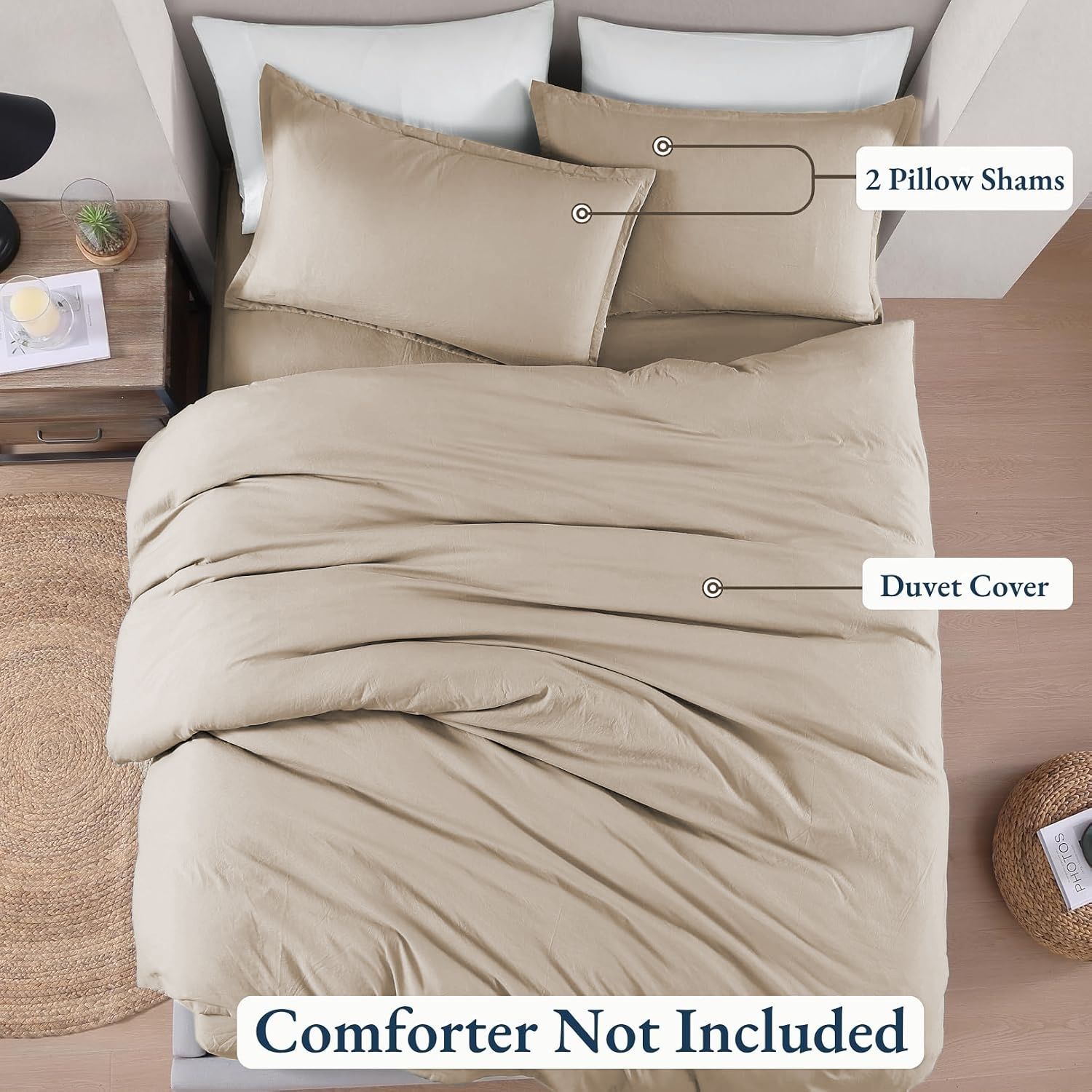 Hotel Soft Microfiber Duvet Cover Set-2000TC Quilt Cover Set & Pillowcases -1 Donna Cover Zipper Closure & 1 x Pillowcases-Breathable Bedding - Wrinkle, Fade, Stain Resistant(Camel Beige,Single)