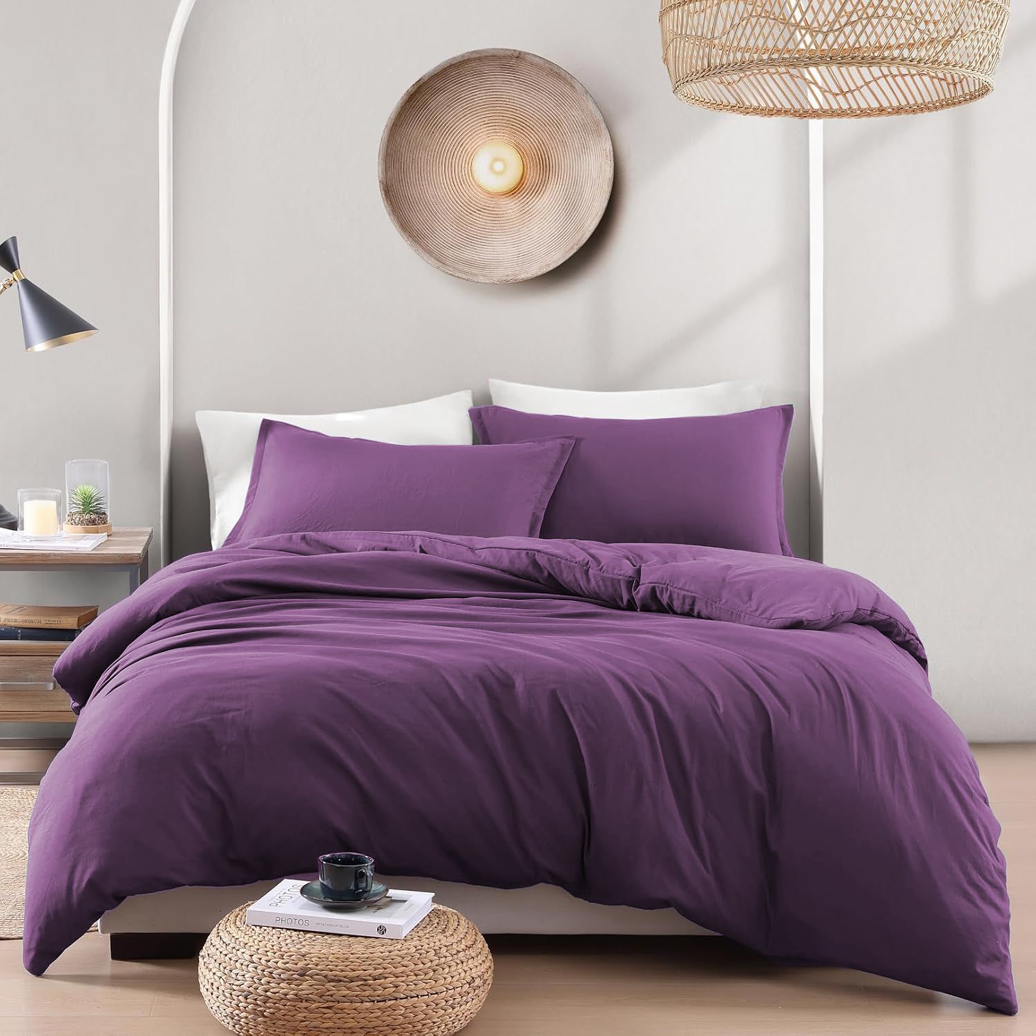 Hotel Soft Microfiber Duvet Cover Set-2000TC Quilt Cover Set & Pillowcases -1 Donna Cover Zipper Closure & 1 x Pillowcases-Breathable Bedding - Wrinkle, Fade, Stain Resistant(Purple,Single)