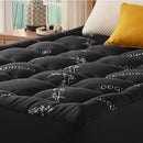 800GSM Mattress Topper Viscose Derived from Bamboo, Thick Pillowtop Fitted Mattress Cover with 45cm Deep Skirt - Machine Washable Hypoallergenic（King Single,Black）