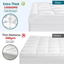 1000GSM Mattress Topper Viscose Derived from Bamboo, Thick Pillowtop Fitted Mattress Cover with 45cm Deep Skirt - Machine Washable Hypoallergenic(Queen,white)