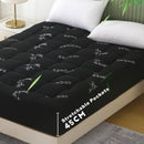 800GSM Mattress Topper Viscose Derived from Bamboo, Thick Pillowtop Fitted Mattress Cover with 45cm Deep Skirt - Machine Washable Hypoallergenic(Queen,,Black)