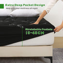 800GSM Mattress Topper Viscose Derived from Bamboo, Thick Pillowtop Fitted Mattress Cover with 45cm Deep Skirt - Machine Washable Hypoallergenic(Queen,,Black)