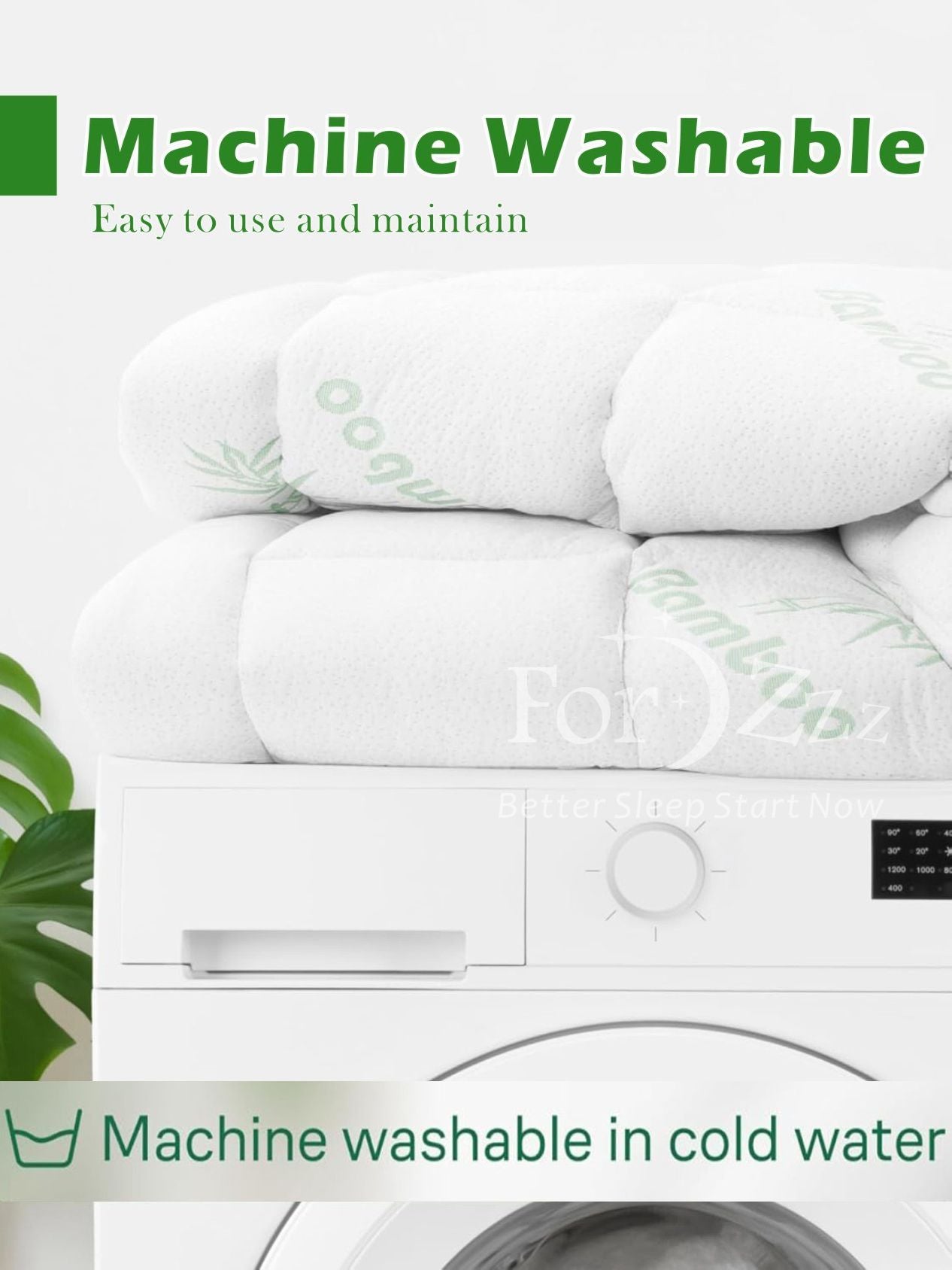 800GSM Mattress Topper Viscose Derived from Bamboo, Thick Pillowtop Fitted Mattress Cover with 45cm Deep Skirt - Machine Washable Hypoallergenic(Queen,,Green)