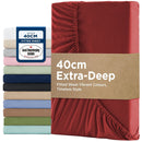 2000TC Hotel Quality Fitted Sheets - 2 Piece Fitted Sheets  -Breathable Bedding - Wrinkle, Fade, Stain Resistant- 16inch/40cm Deep Pocket Fitted Bed Sheets-Wrinkle and Fade Resistant,(Red,King)